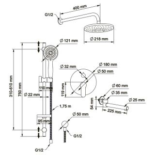 Душевой комплект Swedbe Platta 5541 хром